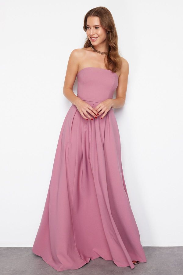 Trendyol Trendyol Dusty Rose A-Cut Strapless Woven Long Evening Dress