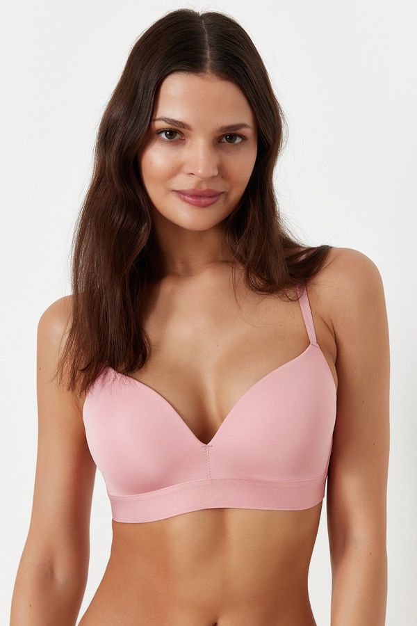 Trendyol Trendyol Dusty Rose Micro Rope Strap Coated Underwire-Free Knitted Bra