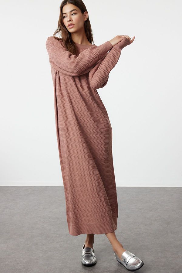 Trendyol Trendyol Dusty Rose Self-Patterned Knitwear Dress