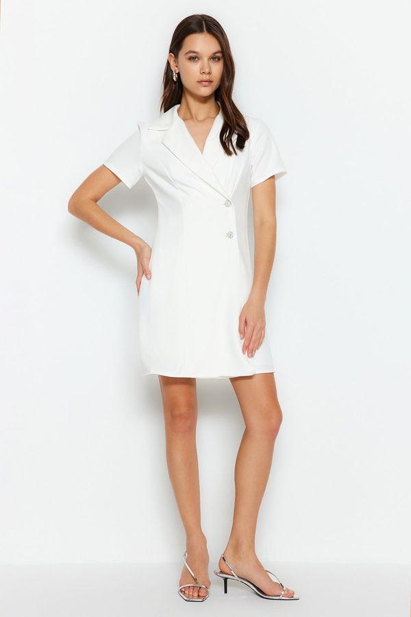 Trendyol Trendyol Ecru Button Detailed Woven Dress