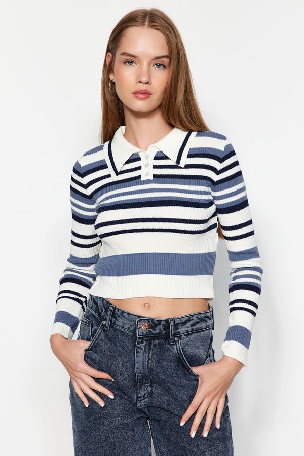 Trendyol Trendyol Ecru Crop Polo Neck Knitwear Sweater