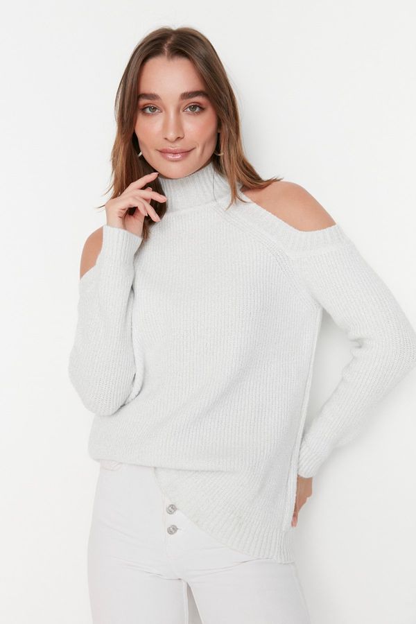 Trendyol Trendyol Ecru Glitter Window/Cut Out Detailed Knitwear Sweater