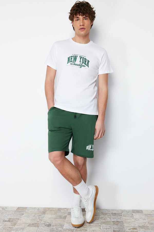 Trendyol Trendyol Ecru- Green Printed Regular Fit Knitted Shorts Pajamas Set