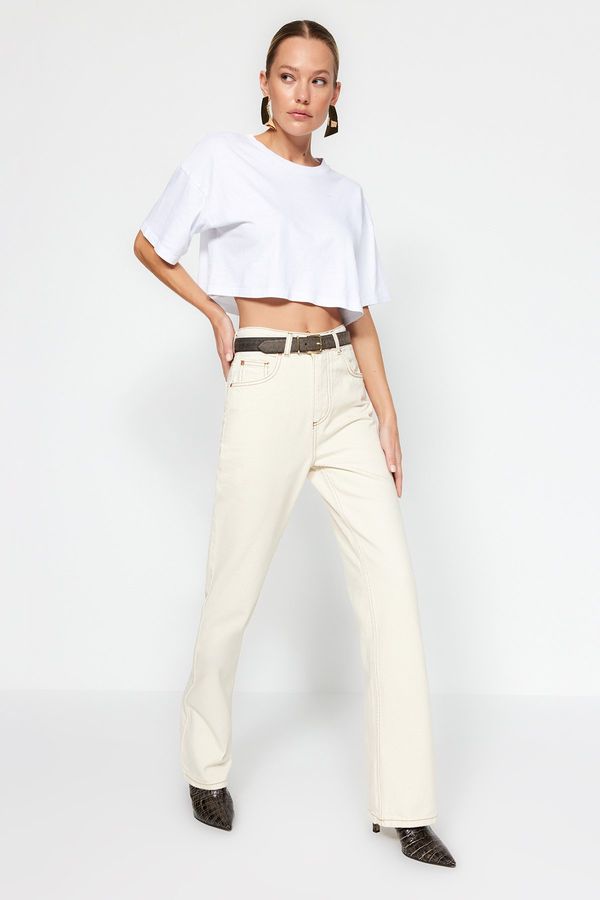 Trendyol Trendyol Ecru High Waist Wide Leg Jeans