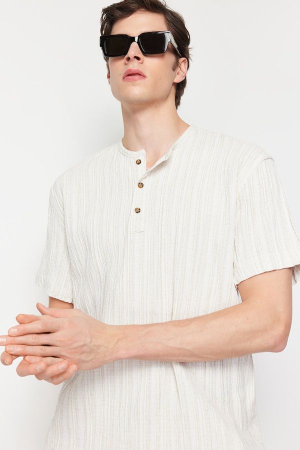 Trendyol Trendyol Ecru Linen Content Oversize Fit Shirt
