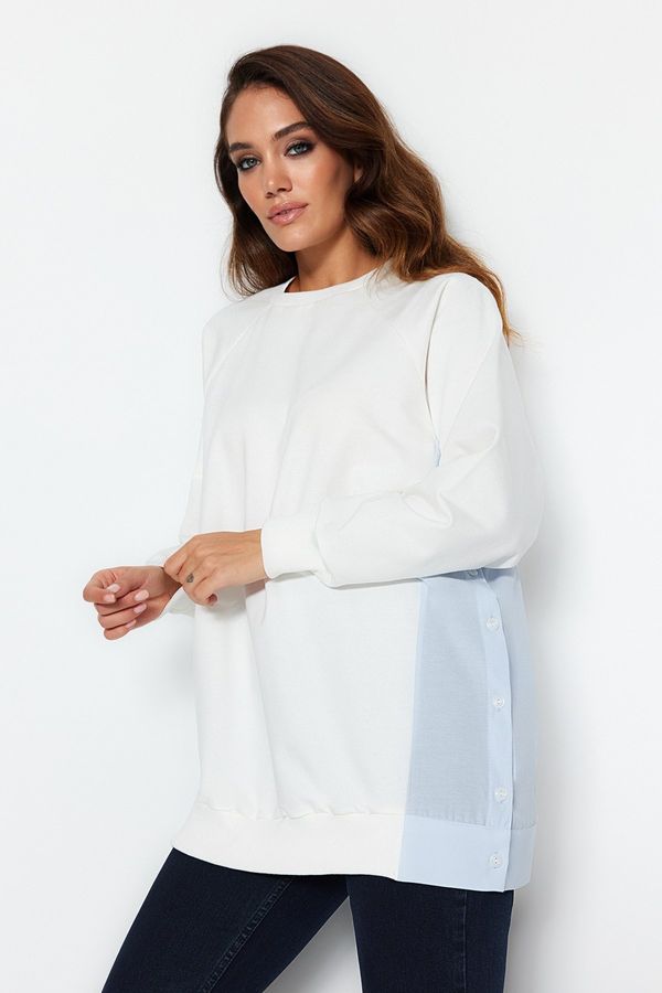 Trendyol Trendyol Ecru Oversize Woven Piece Knitted Tunic