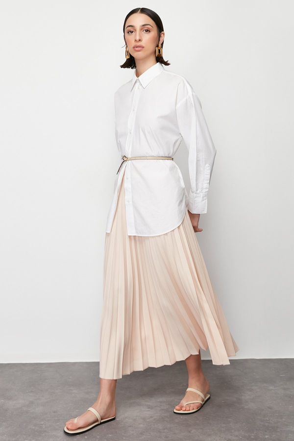 Trendyol Trendyol Ecru Pleated Woven Skirt