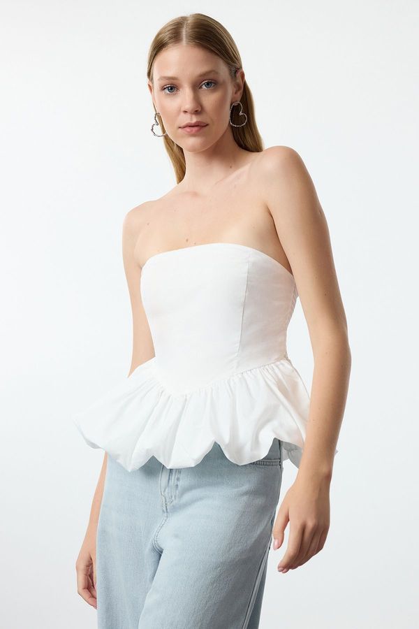 Trendyol Trendyol Ecru Strapless Balloon Woven Blouse