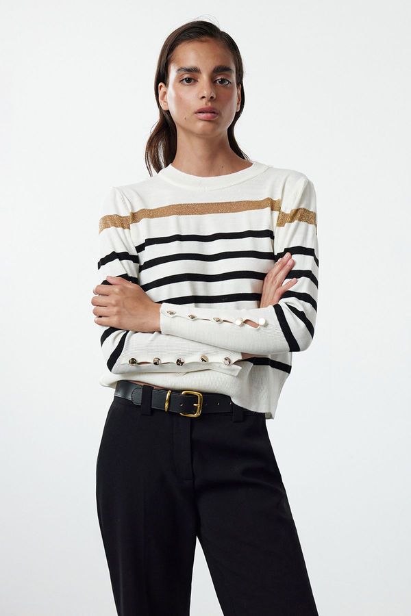 Trendyol Trendyol Ecru Striped Knitwear Sweater