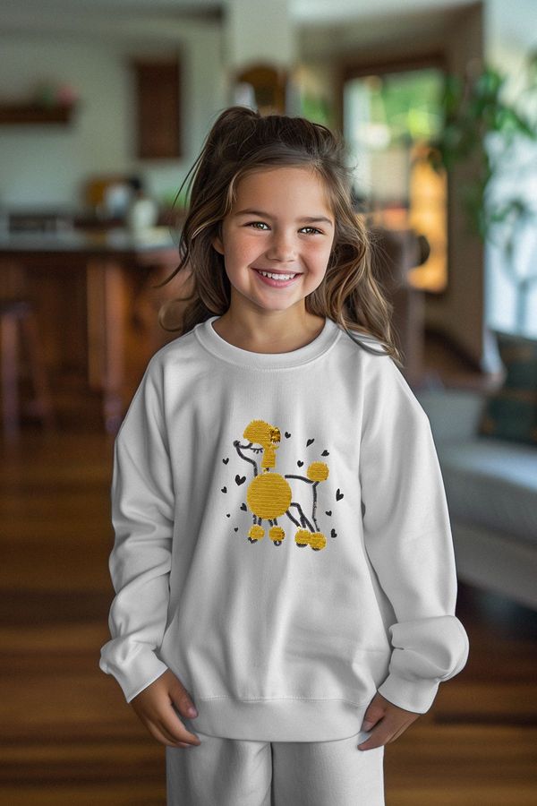 Trendyol Trendyol Ecru*001 Girl Printed Crew Neck Cotton Knitted Sweatshirt