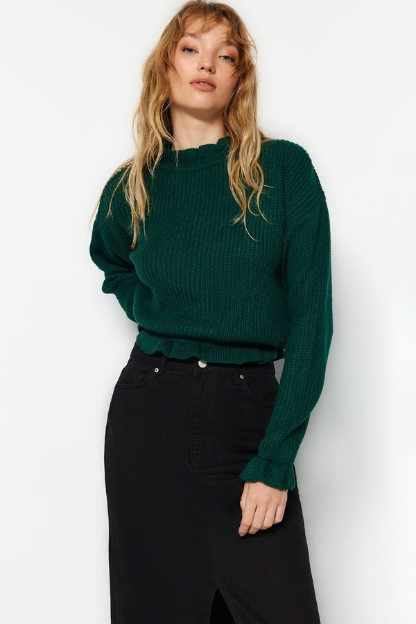 Trendyol Trendyol Emerald Green Crop Knitwear Sweater