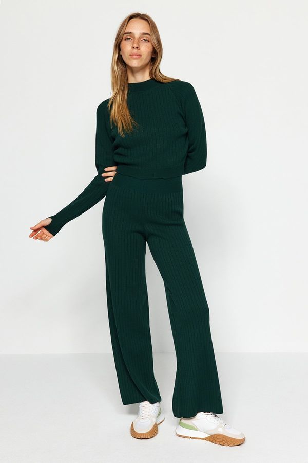 Trendyol Trendyol Emerald Green Crop Knitwear Two Piece Set