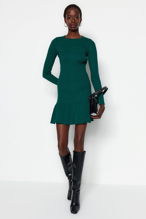 Trendyol Trendyol Emerald Green Mini Knitwear Crewneck Dress