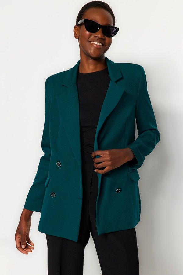 Trendyol Trendyol Emerald Green Regularly Lined Woven Blazer Jacket with Button Detail