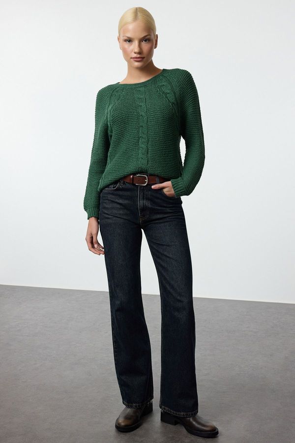 Trendyol Trendyol Emerald Green Soft Textured Hair Knit Seamless Sweater