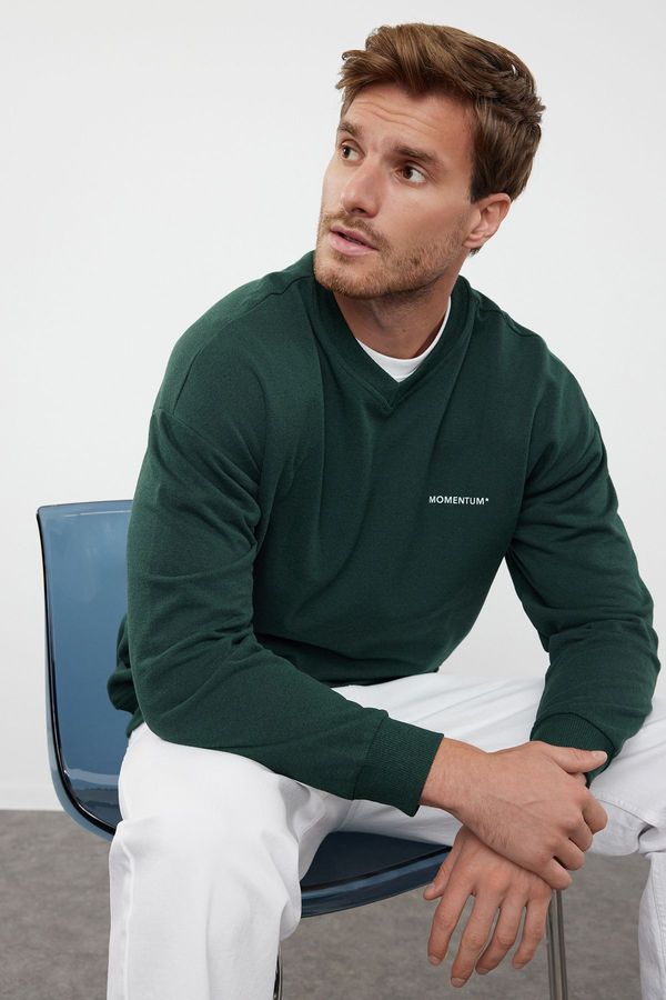 Trendyol Trendyol Emerald Green Unisex Oversize/Wide Cut Fleece Inside Sweatshirt