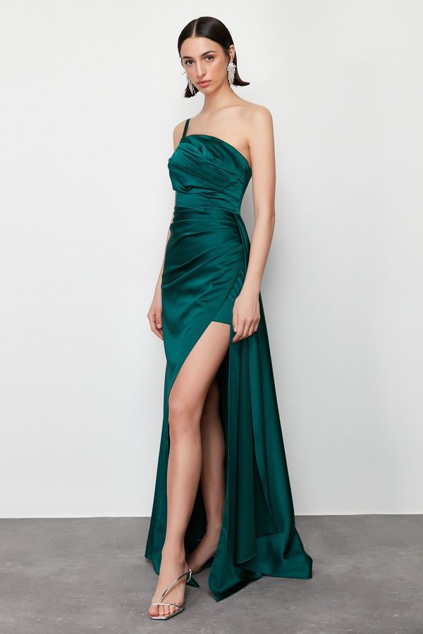 Trendyol Trendyol Emerald Green Woven Long Evening Dress