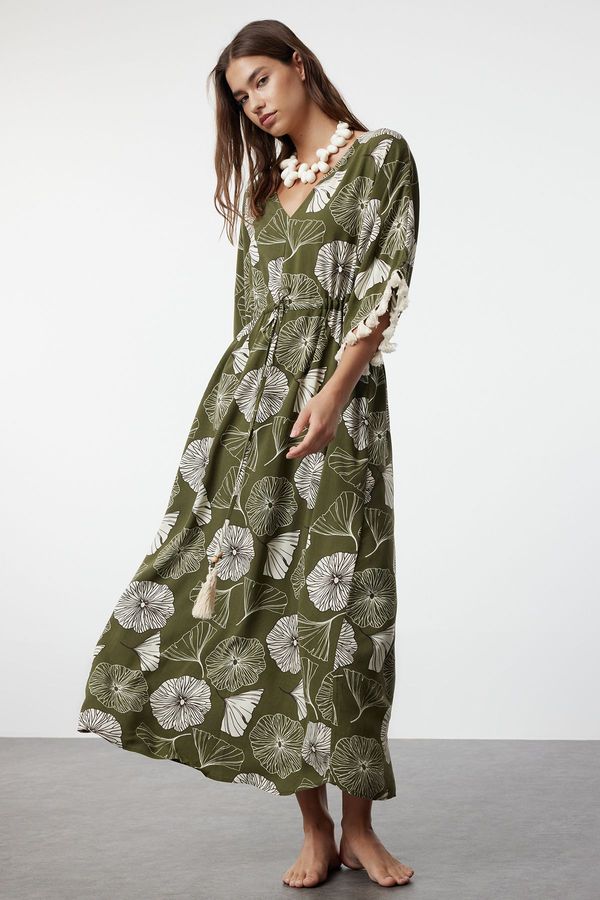 Trendyol Trendyol Floral Maxi Woven Tassel Beach Dress