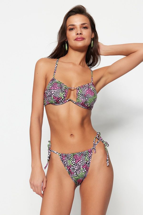 Trendyol Trendyol Floral Pattern Tie High Leg Bikini Bottoms