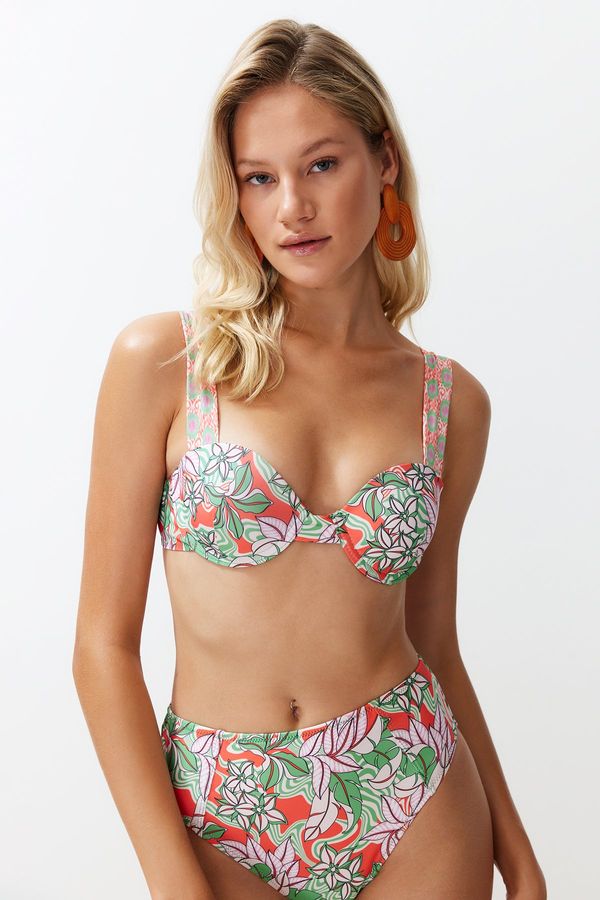 Trendyol Trendyol Floral Patterned Balcony Push Up Bikini Top