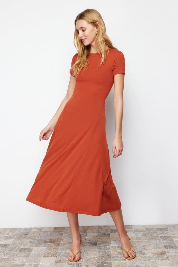 Trendyol Trendyol Flounce Tile Skirt Elastic Knitted Maxi Dress