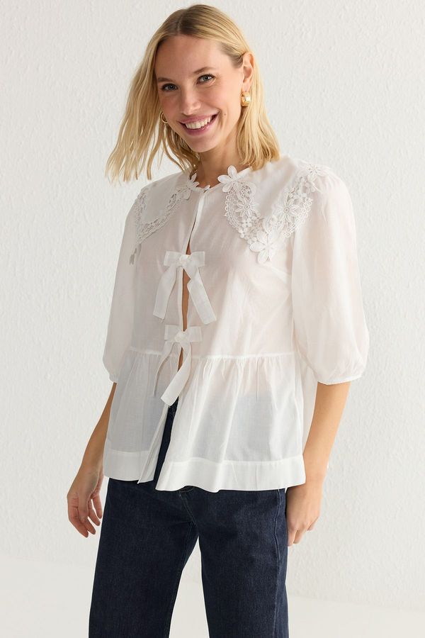 Trendyol Trendyol Front Tie and Lace Detailed Weaving on the Collar