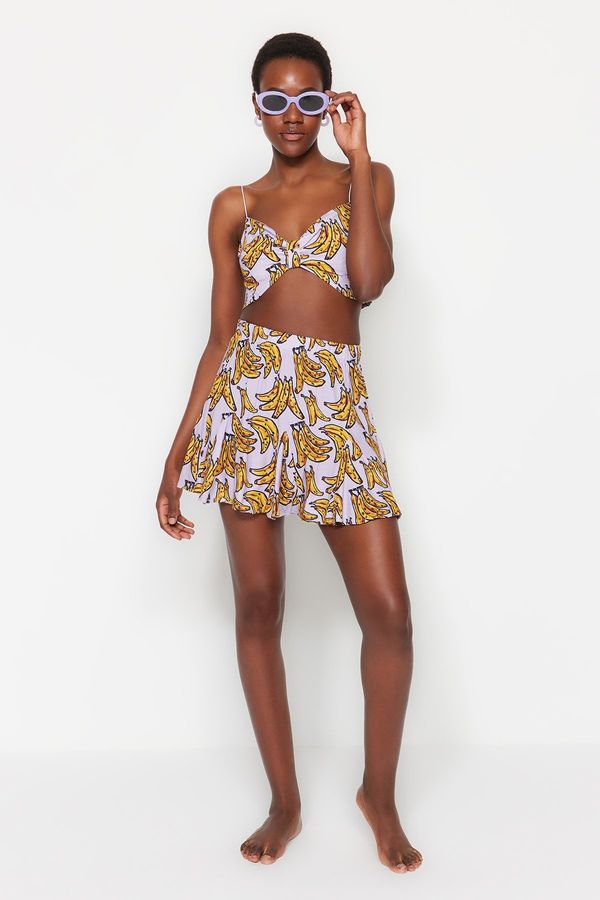 Trendyol Trendyol Fruit Patterned Beach Blouse-Beach Skirt Set