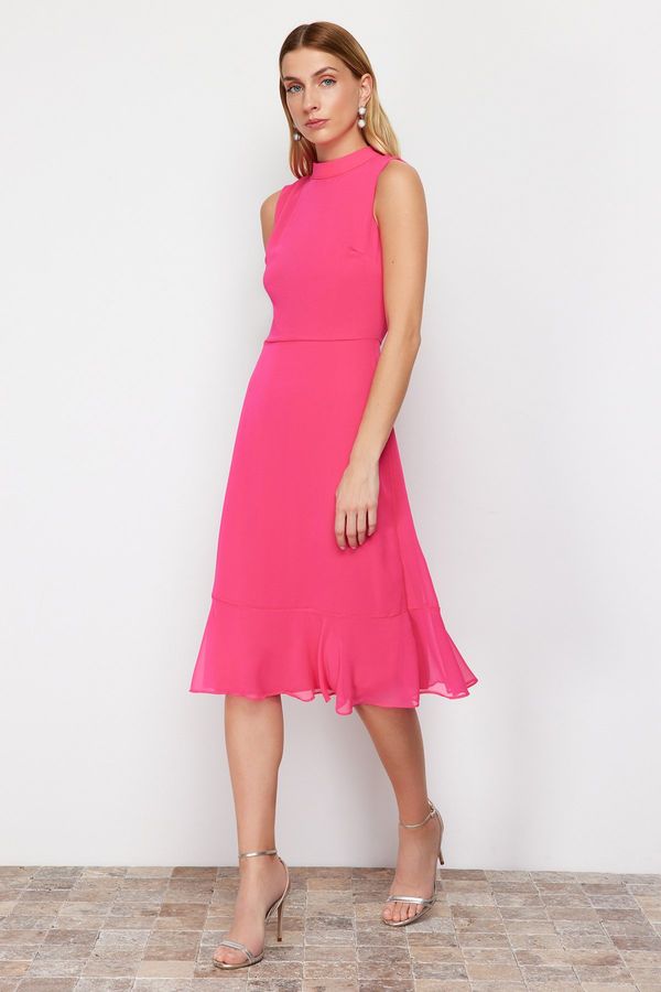 Trendyol Trendyol Fuchsia A-line Skirt Flounce Midi Woven Dress