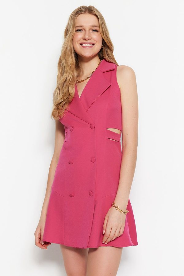 Trendyol Trendyol Fuchsia Buttoned Prsluk tkana haljina