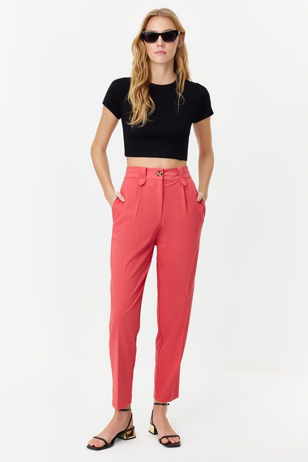 Trendyol Trendyol Fuchsia Carrot High Waist Polyviscose Woven Fabric Trousers