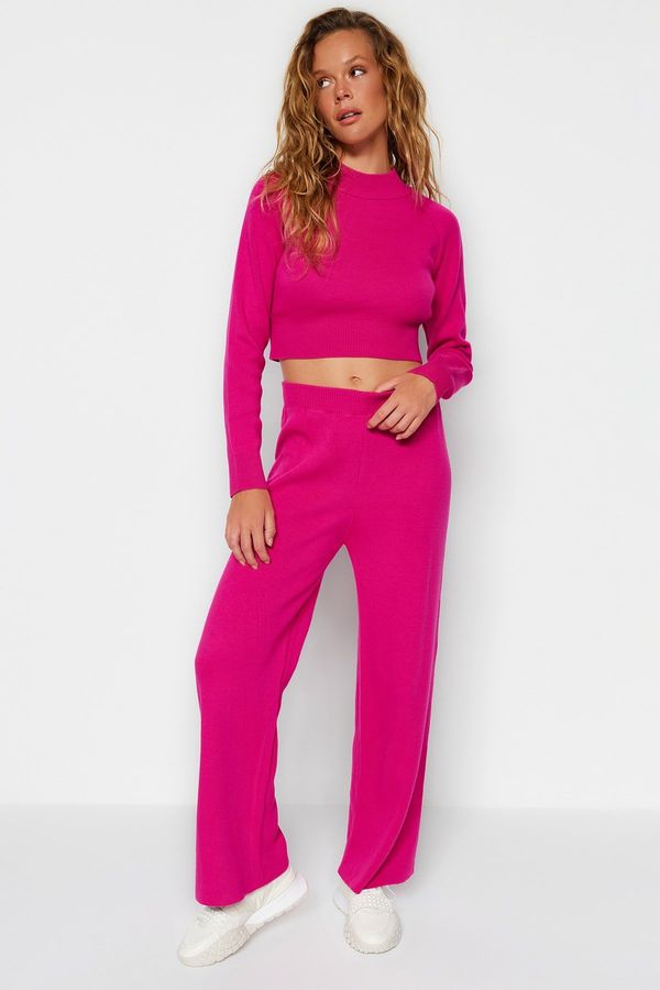 Trendyol Trendyol Fuchsia Crop Basic Knitwear Two Piece Set