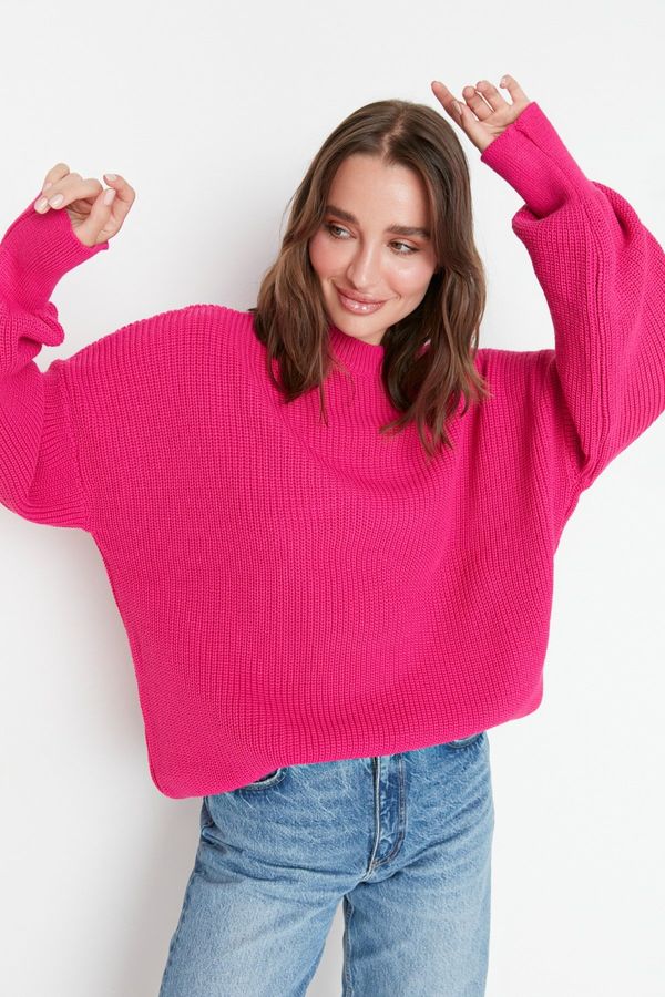 Trendyol Trendyol Fuchsia Wide Fit Crew Neck Knitwear Sweater