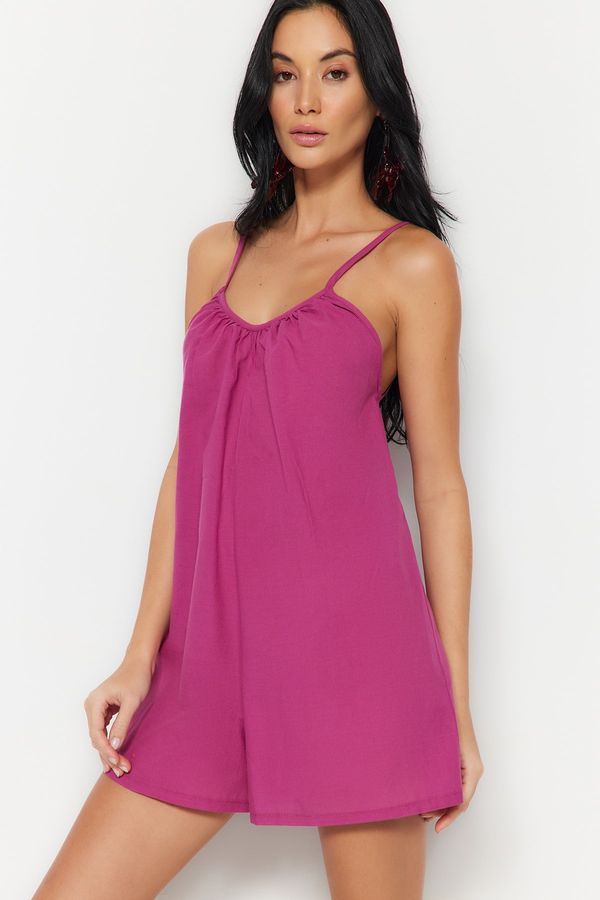 Trendyol Trendyol Fuchsia Wide-Weave 100% Cotton Jumpsuit