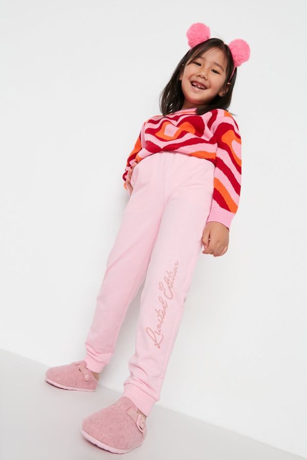 Trendyol Trendyol Girls' Pink Printed Knitted Sweatpants