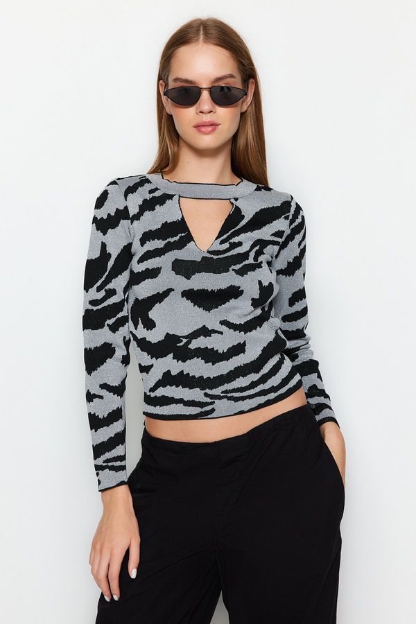 Trendyol Trendyol Gray Animal Pattern Knitwear Sweater