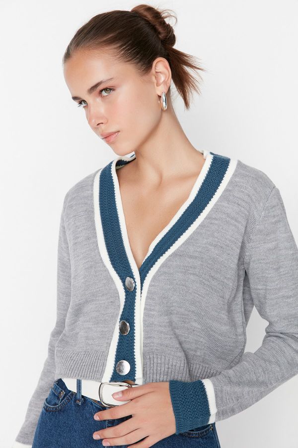 Trendyol Trendyol Gray Crop Knitwear Cardigan