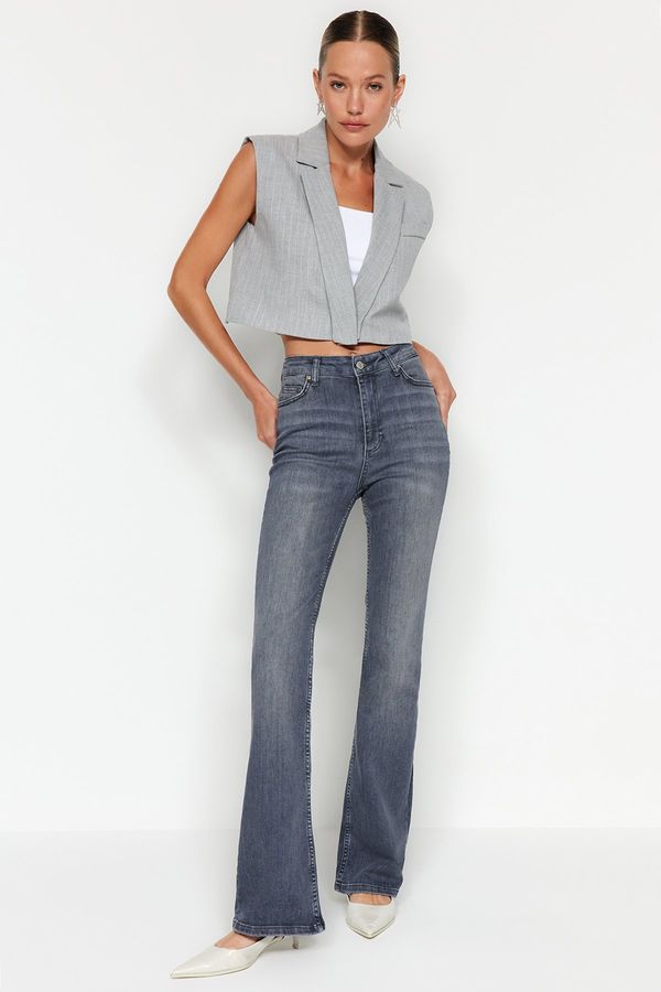 Trendyol Trendyol Gray High Waist Flare Jeans