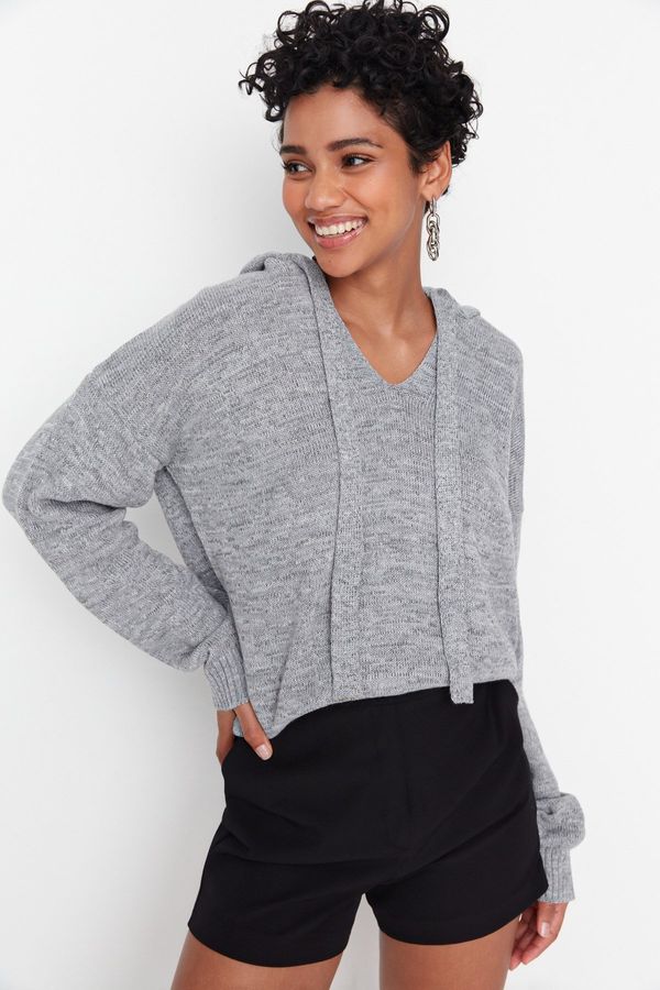 Trendyol Trendyol Gray Hooded Knitwear Sweater