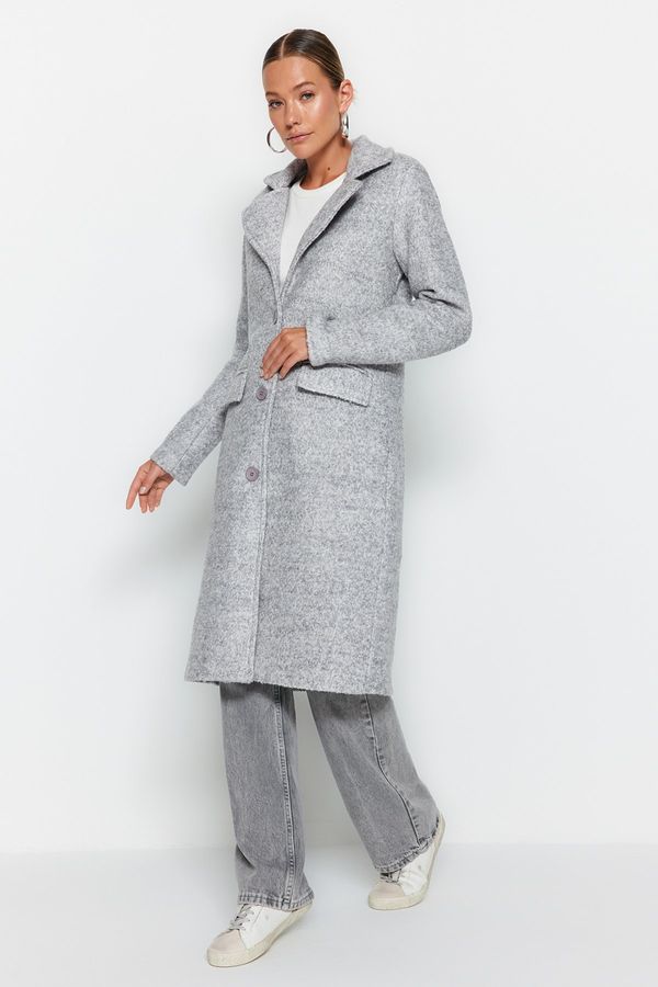 Trendyol Trendyol Gray Long Boucle Coat