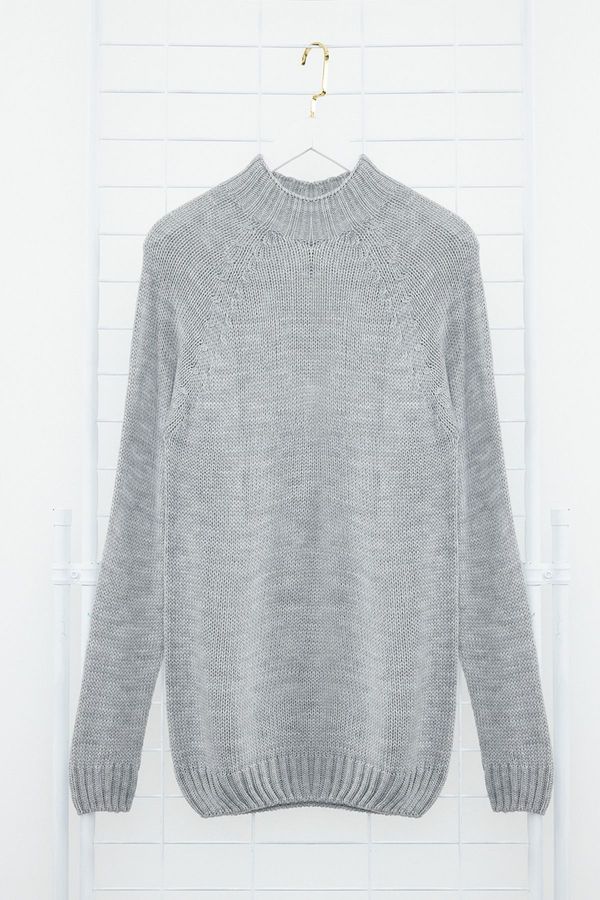 Trendyol Trendyol Gray Men&#39;s Slim Fit Turtleneck Half Turtleneck Raglan Sleeve Seamless Basic Knitwear Sweater
