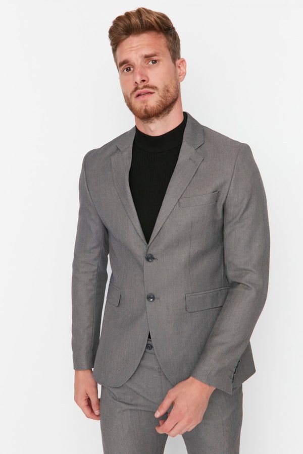 Trendyol Trendyol Gray Men's Slim Fit Textured Jacket