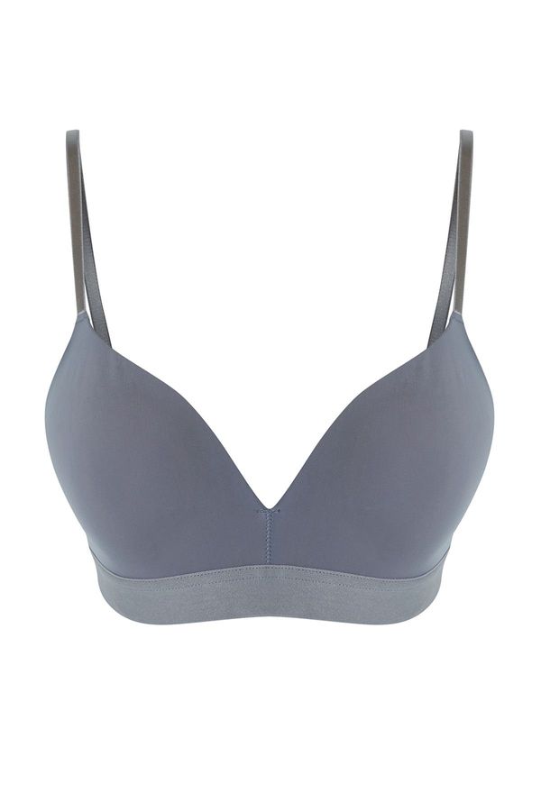 Trendyol Trendyol Gray Micro Rope Strap Non-wired Covered Knitted Bra