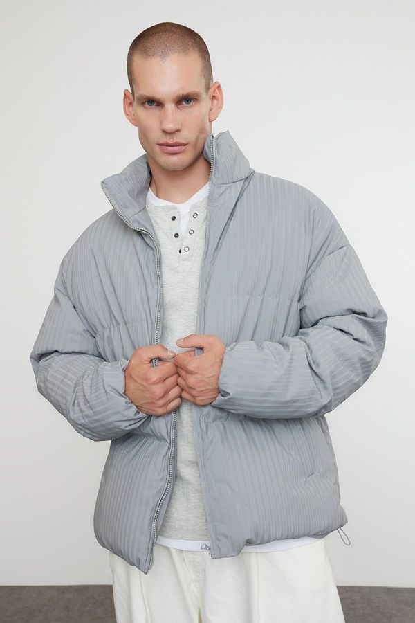 Trendyol Trendyol Gray Oversize Fit Stand-up Collar Winter Puffer Coat