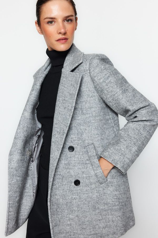 Trendyol Trendyol Gray Premium Oversize Wide-Cut Wool Cachet Coat