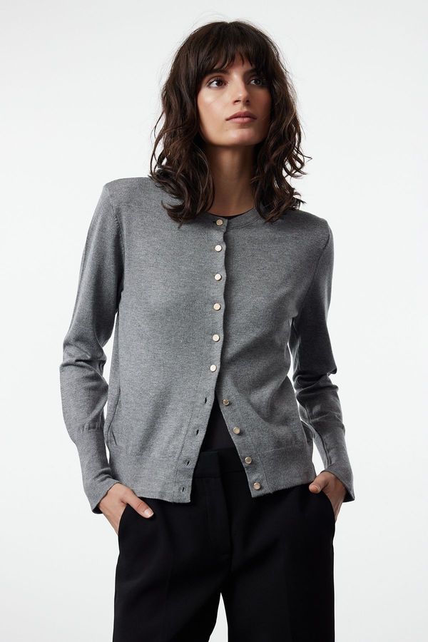 Trendyol Trendyol Gray Premium Yarn/Special Yarn Knitwear Cardigan