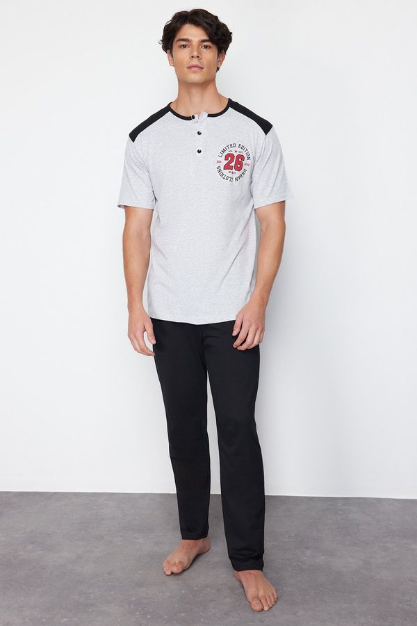 Trendyol Trendyol Gray Regular Fit Knitted Pajama Set