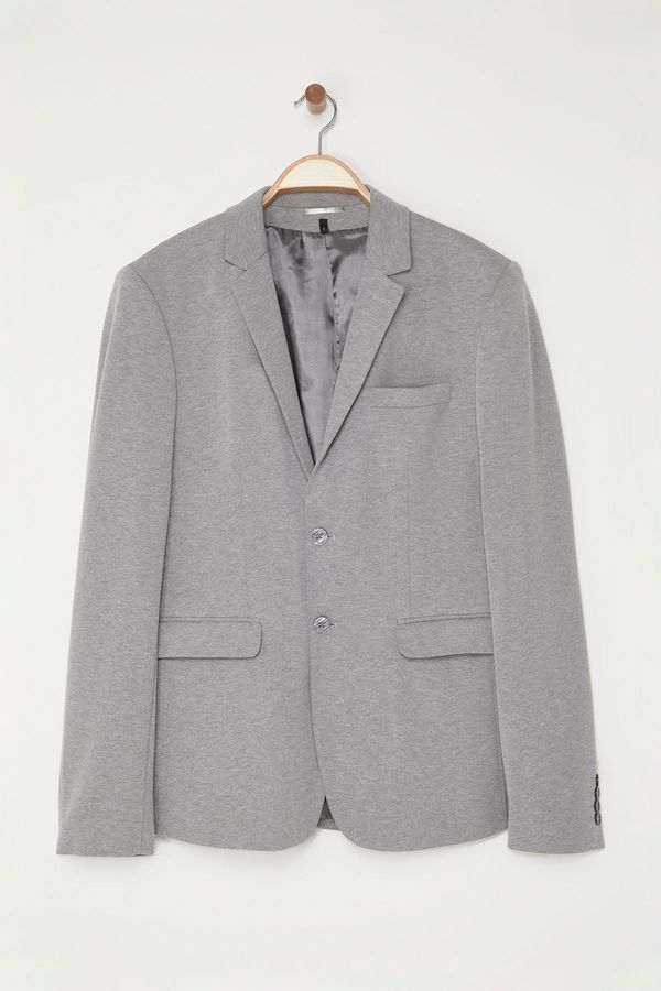 Trendyol Trendyol Gray Regular Fit Textured Comfortable Flexible Fabric Blazer Jacket