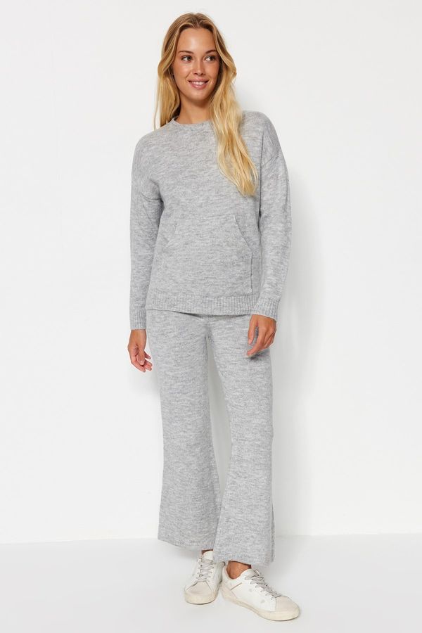 Trendyol Trendyol Gray Soft Textured Basic Knitwear Two Piece Set