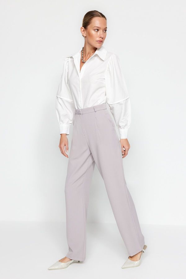 Trendyol Trendyol Gray Wide Leg Pleated Woven Trousers