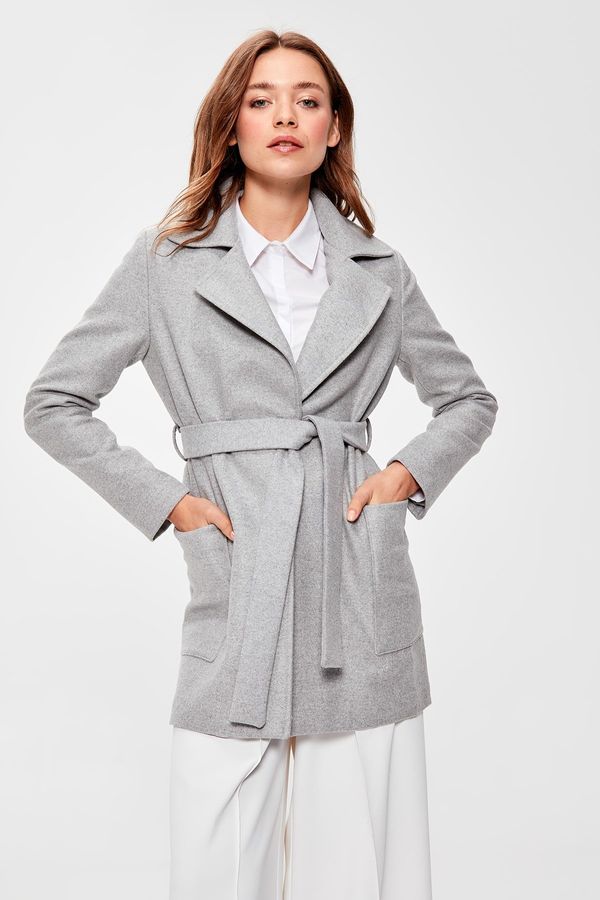 Trendyol Trendyol Gray Woolen Cachet Coat with Belt